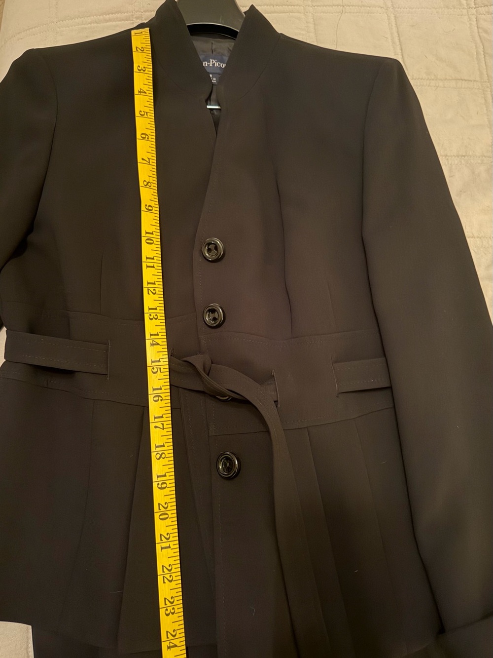 Evan Picone Black Tailored Button Suit with Waist Ties and Slacks - Picture 2 of 4